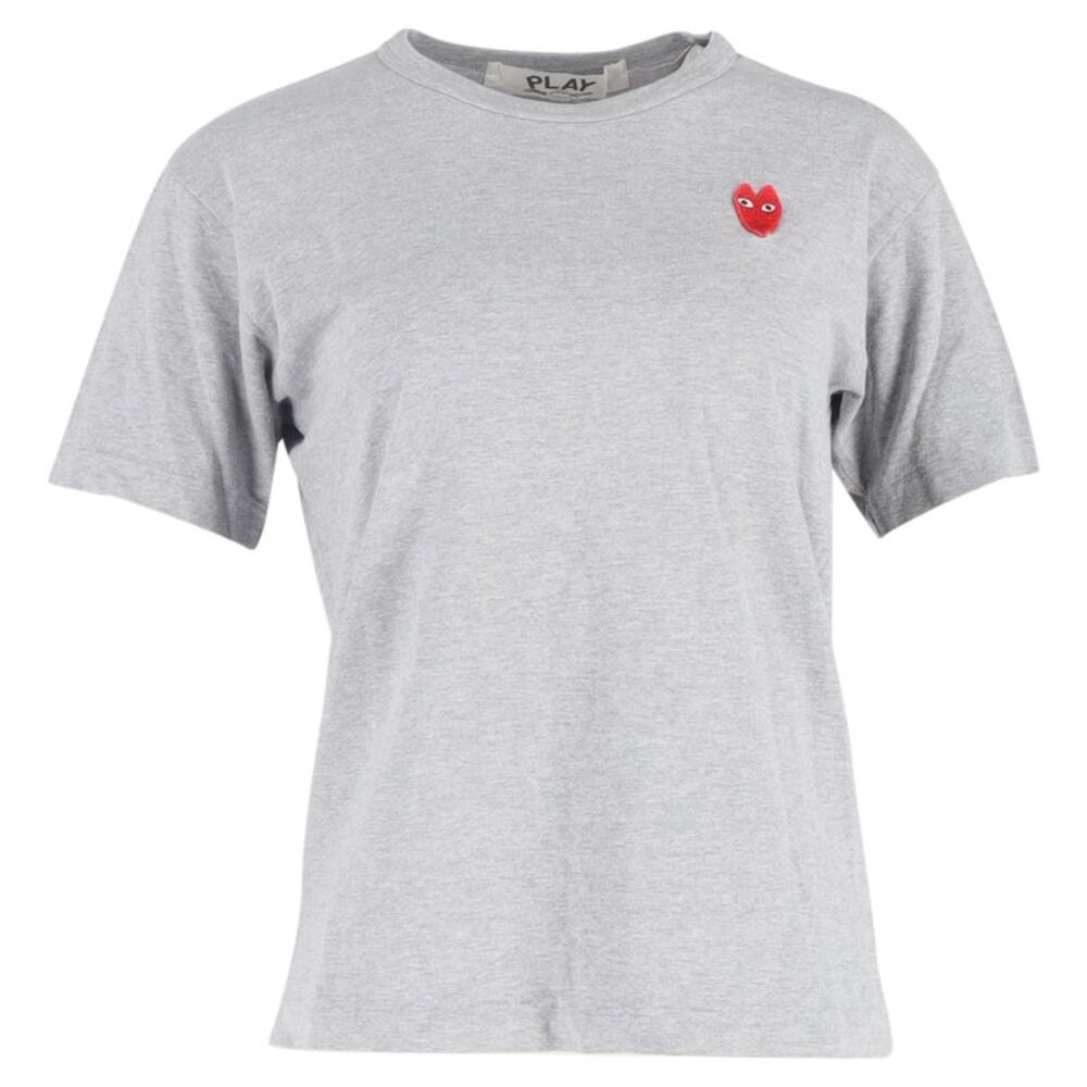 Comme Des Garçons Play Heart-Patch T-Shirt in Grey Cotton